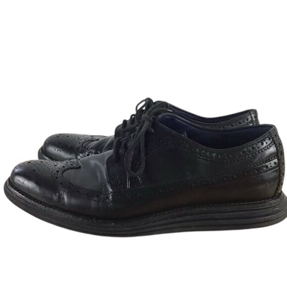 COLE Haan black leather shoes mens Lunargrand dress oxford formal size 10 - Picture 1 of 12